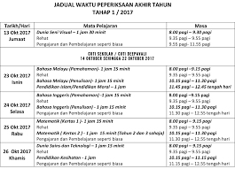 Jadual Peperiksaan Akhir Tahun 2017 Sekolah Kebangsaan Desa Pandan