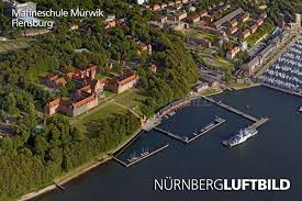 Contact your company to license this image. Marineschule Murwik Flensburg Luftaufnahme