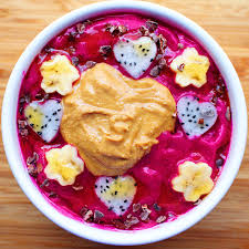 Wondering how to cut and how to eat the tropical super fruit dragon fruit pitaya ? Pitaya Peanut Butter Smoothie Bowl Teddie Natural Peanut Butter