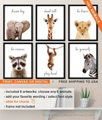 Modern Animal Nursery Baby Nursery Wall Art Baby Animals Etsy In 2020 Modern Animal Nursery Baby Wall Art Animal Nursery