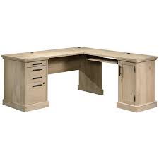 Need an office desk with a farmhouse feel? Sauder Aspen Post Engineered Wood L Shaped Home Office Desk In Prime Oak 427163