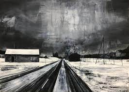 Black and white landscape photography. Mark Thompson Black And White Atmospheric Landscape Painting By Contemporary British Artist For Sale At 1stdibs