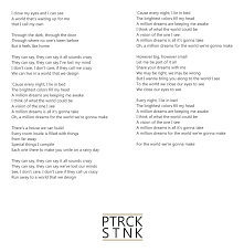 A million dreams, a million dreams g i think of what the world could be d a vision of the one i see am c a million dreams is all it's gonna take g* d* c* a million dreams for the world we're gonna make. Ubersetzungen Patrick Stanke