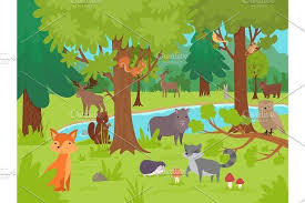 Animals In Forest Background Wild Happy Animals Forest Background Animals