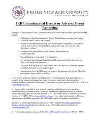 Irb Unanticipated Events Or Adverse Event Reporting