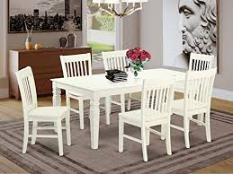 Solid acacia wood armchair with cushion. Amazon For 7 Pc Dining Set With One Logan Dinning Table And Six Wood Kitchen Chairs Finished In A Rich Linen White Color Accuweather Shop
