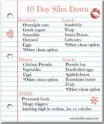 10 Day Slim Down Diet Plan How To Slim Down Diet Plan