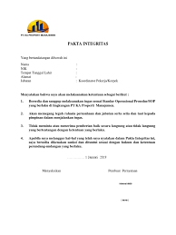 Yang bertanda tangan dibawah ini saya nama tempat, tanggal lahir alamat 8. Pakta Integritas 1