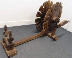 The wheel is a dharmic chokra. Antique Indian Spinning Wheel Charkha Rajasthan