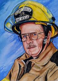 Construction worker tribute oil painting