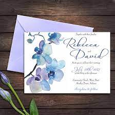 Wedding Invitation Template Blue Orchid Invitation Edit Wedding Invitations Blue Wedding Invitations Invitations