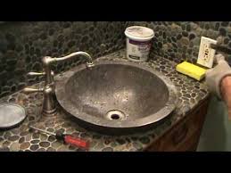 Get a stone bathroom sink in a style you love. How To Re Grout River Rock Countertop Part 2 Youtube