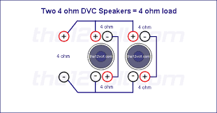 2 of those 4ohm subs wired in parallel will present a 2 ohm load to that amp, or in series will present an  quote: Subwoofer Wiring Diagrams For Two 4 Ohm Dual Voice Coil Speakers