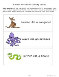 Animal Movement Activity Cards Grade 1 Free Printable Tests And Worksheets Helpteaching Com