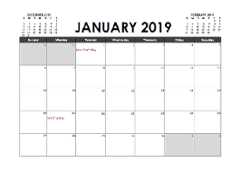 2019 calendar in excel xls format. 2019 Excel Calendar Download Free Printable Excel Templates