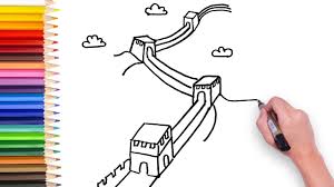 Whatever you may think of the great wall of china, it is an incredible feat of engineering. Learn How To Draw Great Wall Draw Different Countries Famous Building Video For Kids Youtube