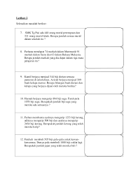 Latihan matematik tahun 4, ujian matematik tahun 6, soalan math tahun 4,5 dan 6. Latihan 1 Masalah Tambah Kssr Matematik Thn 2 3