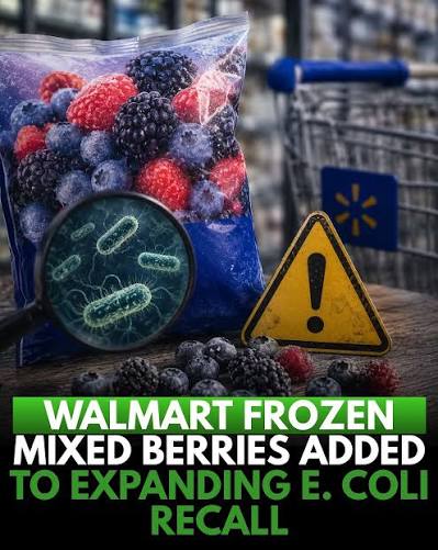 RECALL ALERT: WALMART FROZEN BERRIES RECALLED OVER E. COLI CONCERNS The recall is expanding to include Great Value Frozen Organic Triple Berry Blend sold at Walmart stores across 16 states. No illnesses