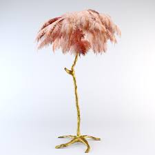 An illuminating palm tree, resplendent with exquisite ostrich feather foliage, the ostrich feather floor lamp takes centre stage in any luxury setting. Ostrich Feather Lamp 3d Model