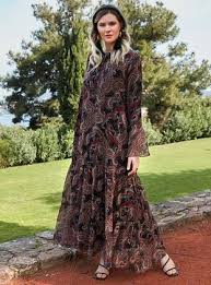 Buyuk Beden Sal Desenli Elbise Bordo Elbise Moda Stilleri Elbise Modelleri