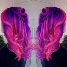 Hot Pink And Purple Pink Ombre Hair Underlights Hair Pink Purple Hair