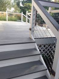 Deck Makeover With Sherwin Williams Flagstone In Solid Stain Cables Were Added In 2020 Deck Makeover Deck Paint Staining Deck
