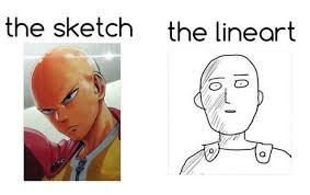 The Sketch Vs The Line Art Lol One Punch Man Funny One Punch Man Anime One Punch Man