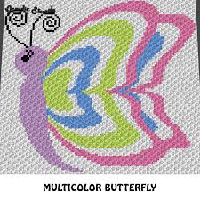Spring Colors Butterfly Crochet Graphgan Blanket Pattern C2c Cross Stitch Graph Chart Pdf Instant Download