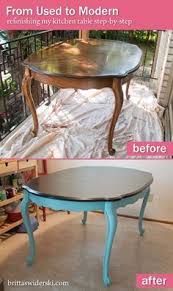 Refinishing 101 From Used To Modern Dining Table Furniture Makeover Furniture Refinishing Kitchen Tables
