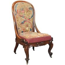 Antique Nursing Chair English Walnut Needlepoint Tapestry Victorian Circa 1840 Nursing Chair Antique Chairs Walnut Armchair