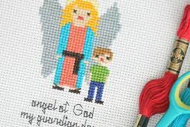 • now you can see your.pdf pattern on the screen in your browser, download it, or have it emailed to you. Guardian Angel Free Cross Stitch Pattern Catholic Sprouts