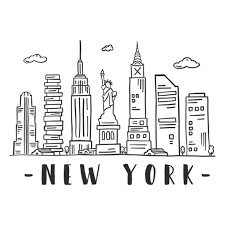 New York Statue Of Liberty Empire State Building Big Apple Spire Business Center Sky Scraper Mall Cloud Skyline St New York Drawing New York Statue Nyc Drawing