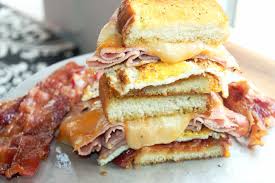 Breakfast Sandwich Bacon Egg Cheese And Ham Creole Contessa