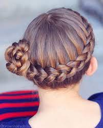I Did A Similar Style On Big Sis Today Wrap Around Dutch Braid Into A Side Braided Bun So Pret Side Braid With Bun Braided Bun Hairstyles Braided Hairstyles