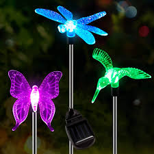 Oxyled Solar Garden Lights 3 Pack Solar Stake Light Color Changing Solar Powered Decorative Landscape Lighting Hummingbird Butterfly Dragonfly For Outdoor Path Yard Lawn Halloween Christmas Amazon Com