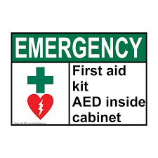 First aid kit inside sign d4618 by safetysign com. Ansi First Aid Kit Aed Inside Cabinet Sign With Symbol Aee 30841
