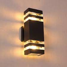 4.7 out of 5 stars. Outdoor Wall Sconces Black Waterproof Exterior Porch Light Patio Up And Down Modern Wall Lamp For Front Door Balcony Garage Garden Aluminium Glass E26 Base Amazon Com