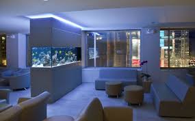 Moderne Aquarium Idees Salon Eclairage Bleu Integre Meuble Aquarium Maison Design Maison Lego