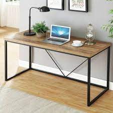 17 Stories South Perth Reversible Desk Metal Writing Desk Industrial Computer Desk Wood Computer Desk