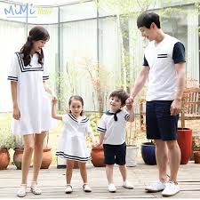 Fashion Family Matching Clothes 2017 Summer New Korean Navy Style Casual Family Look 100 Cotton Fashion Family Outfits Matching Family Outfits Fashion Family