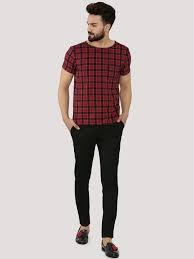 Black And White Check T Shirt Mens Adamo London Woven Yarndyed Check T Shirt Checked Maroon Woven Mens Fashion Suits Mens Outfits T Shirt
