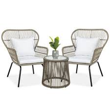 Maybe you would like to learn more about one of these? Best Choice Products 3 Piece Patio Conversation Bistro Set Outdoor Wicker W 2 Chairs Cushions Side Table Target