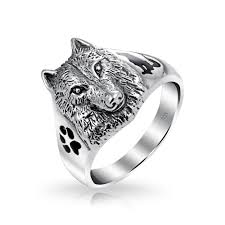 Hunter Animal Paw Print Wolf Signet Ring For Men For Women Oxidized 925 Sterling Silver In 2020 Wolf Jewelry Silver Wolf Bling