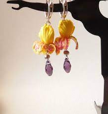Iris Earrings Iris Jewelry Purple Iris Flower Polymer Clay Etsy Iris Jewelry Floral Jewellery Lesbian Jewellery