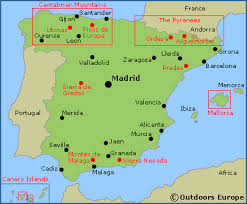 Geography it is shown in the map of spain that spain is located in the southwestern part of europe, in the iberian peninsula. Spain Walking Trekking And Hiking Information