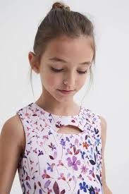 Buy Reiss Lilac Heidi Senior Printed Cut-Out Dress from Next Ireland