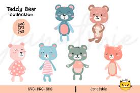 Download Cute Teddy Bear Doll Svg Clipart Set Graphic By Janatshie Creative Fabrica