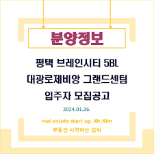 분양정보] 평택 브레인시티 5BL 대광로제비앙 그랜드센텀 입주자 모집공고