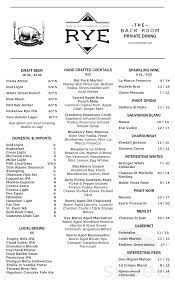 Rye bar & southern kitchen. Rye Bar And Southern Kitchen Menu In Raleigh North Carolina Usa