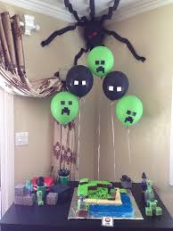Birthday Party Table Decorations Diy Minecraft Cake Table Birthday Party Ideas For Boys Diy Minecraft Party Decoration Minecraft Birthday Minecraft Party Decorations Birthday Party Decorations